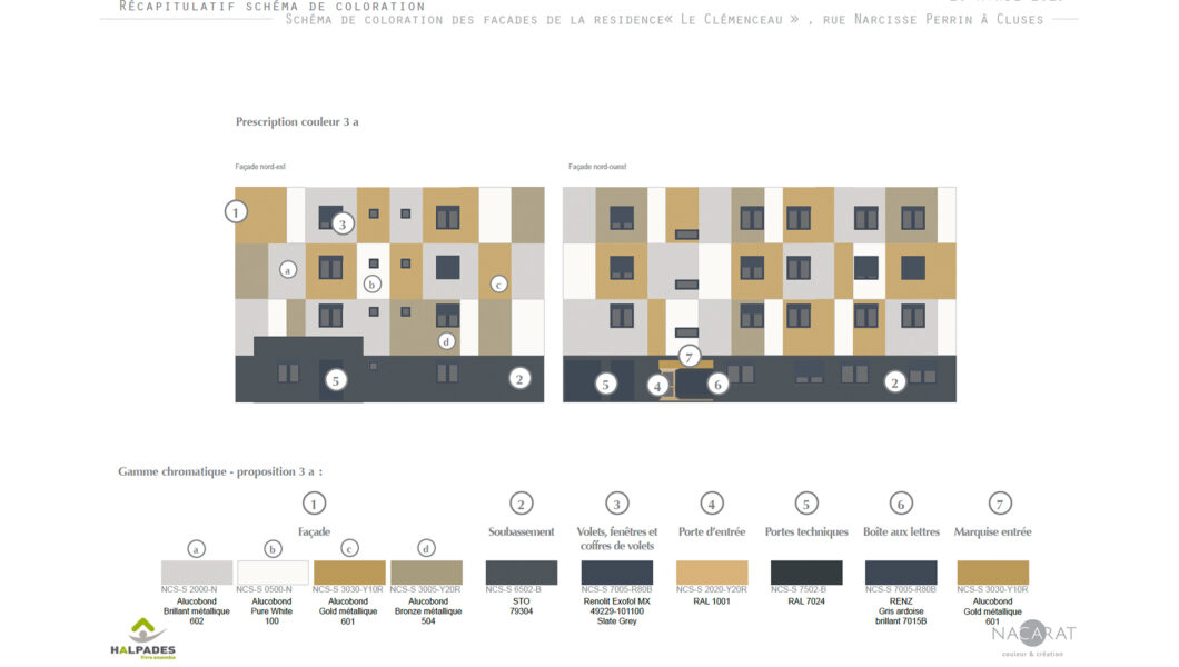 Nacarat-Etude-Couleur-materiau-facade-parties-communes-FJT-Clemenceau- CLUSES-Halpades